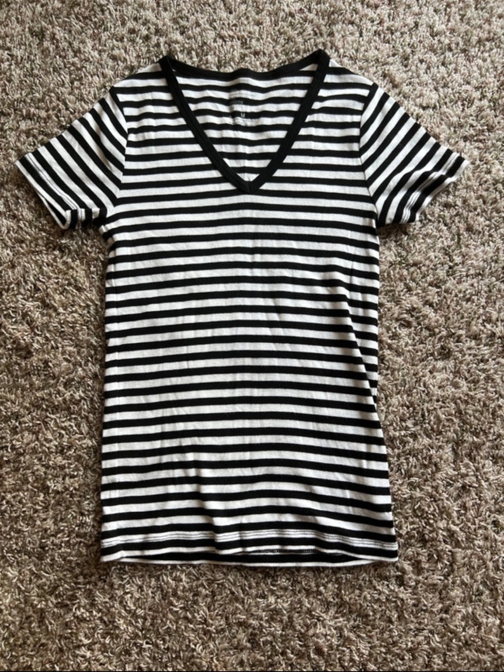 GAP Black & White Striped V-Neck Short Sleeve Tee